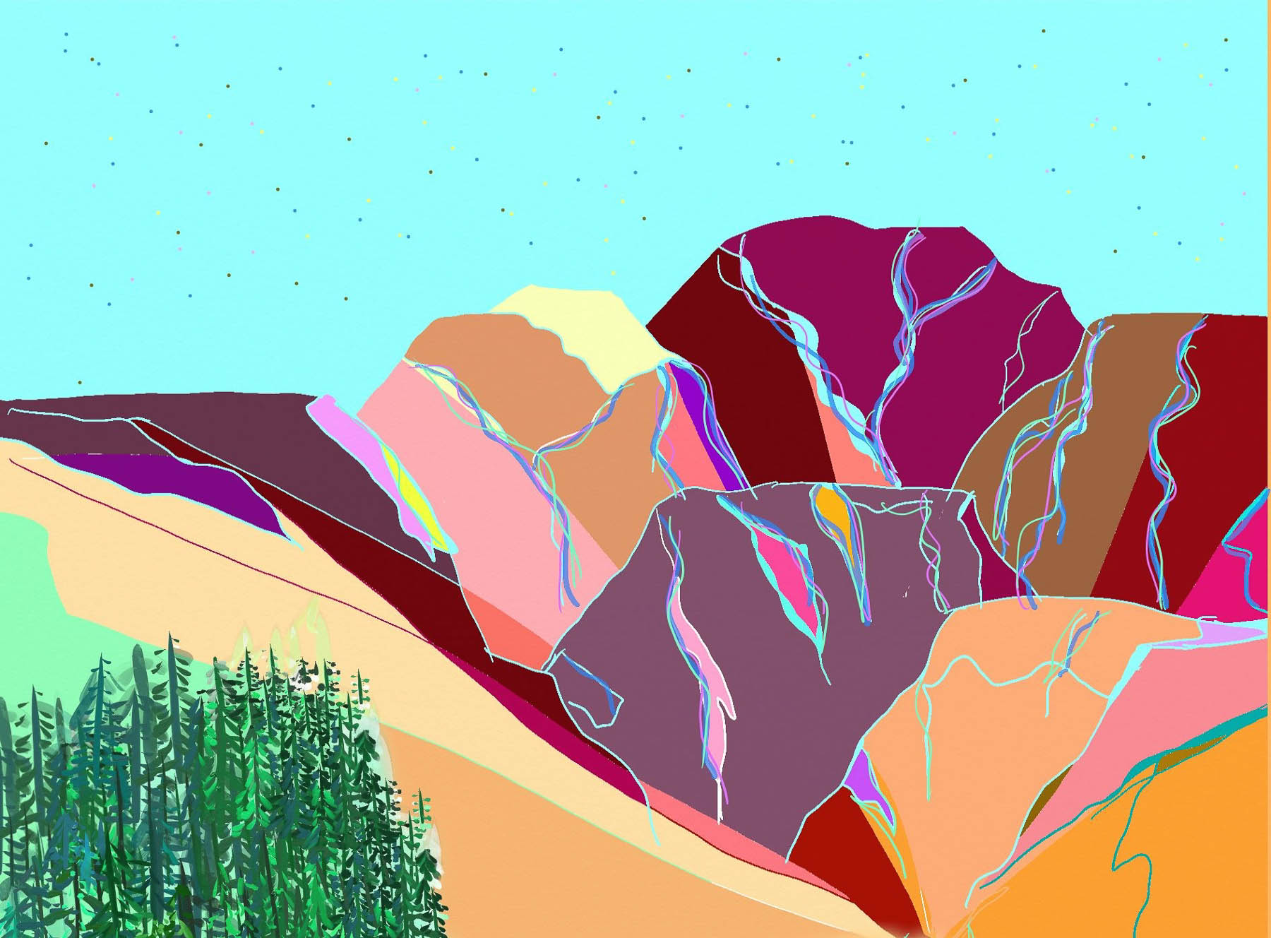 An illustration of a mountain range.